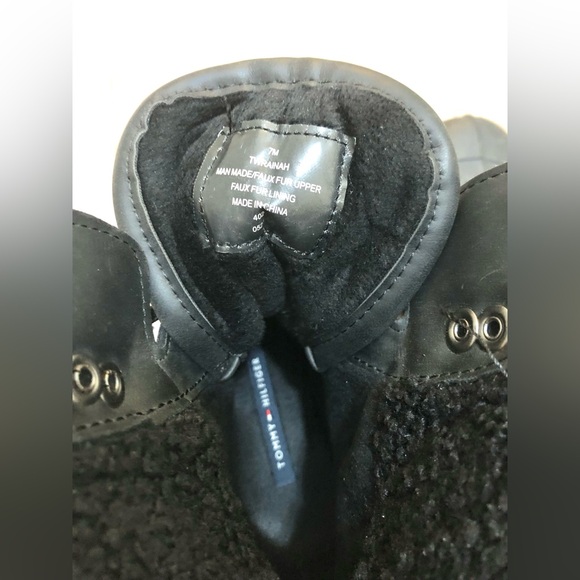 Tommy Hilfiger Black Faux Fur Boots - Picture 3 of 7